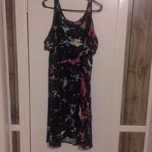 Black pastel galaxy no shoulder skater dress